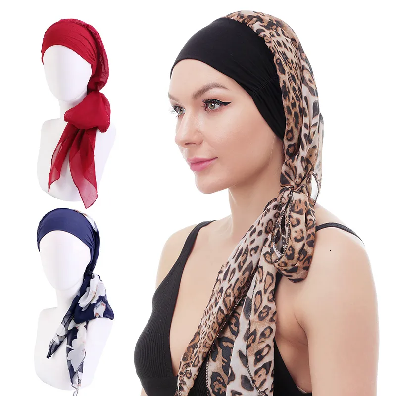 Bandanas Durag Femmes Bandana Musulman Chapeaux Turbans Long Ruban Foulard Head Wraps Cancer Chimio Chapeaux Pré-Attaché Accessoires De Cheveux pour Femmes 230729