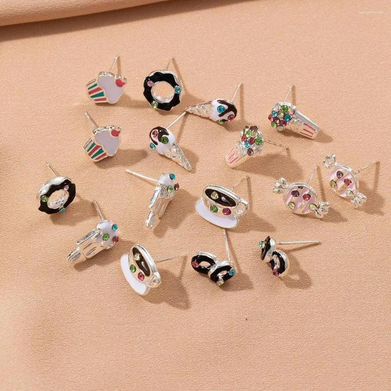 Orecchini a bottone Fashion Mini Candy strass per donne Ragazze Cute Cup Shape Needle orecchino gioielli regalo di San Valentino