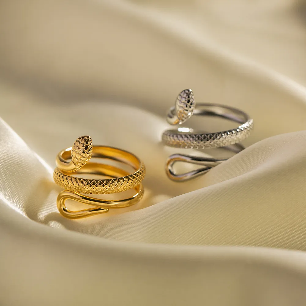 Joyer a 18K Chapado En Oro Serpiente Anillos De Moda Para Mujer