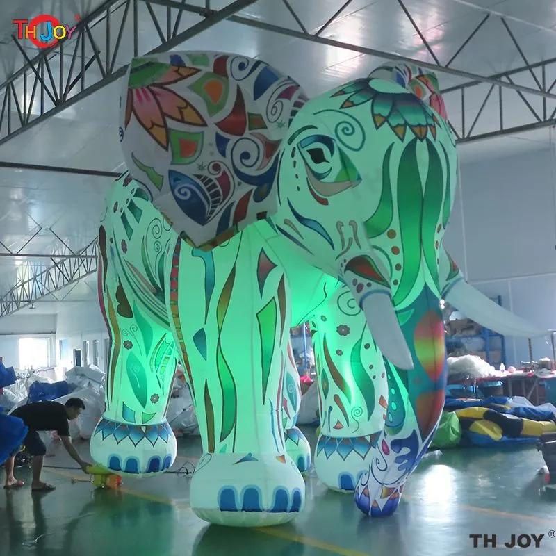 Atividades ao ar livre por atacado 4 m de altura personalizado incrível colorido elefante inflável dos desenhos animados gigante modelo ar estilo para publicidade