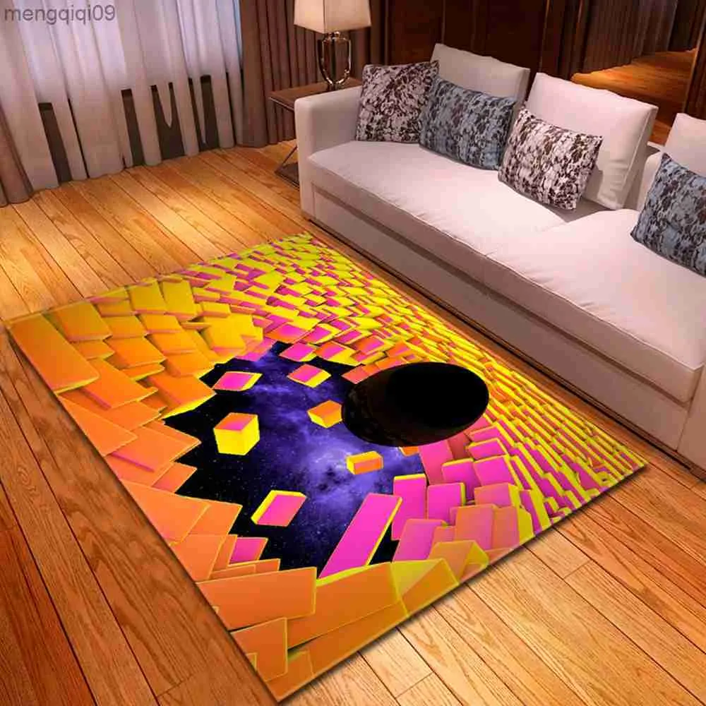 Teppiche Teppich Wohnzimmer Zuhause Schlafzimmer Dekor Kinder Matte auf dem Boden Kinderzimmer 3D dreidimensionales Muster Flur Großer Teppich Tapis R230731