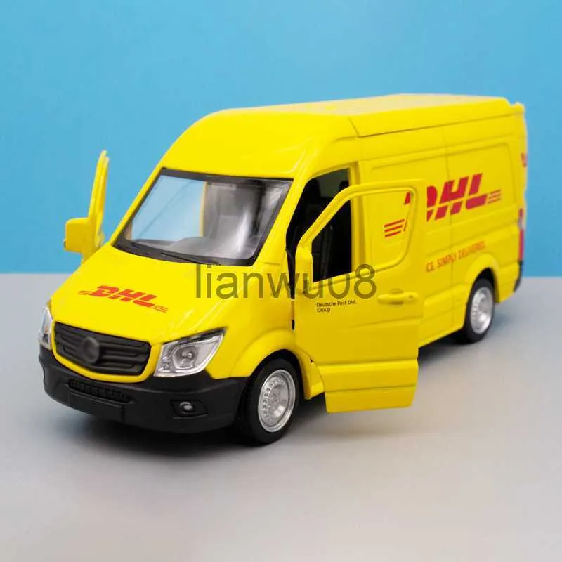 Diecast Model Cars Simulation Truck DHL 136 Modèle Jouet Véhicule Alliage Pull Back Mini Voiture Réplique Autorisé Die Cast Toys Collection x0731