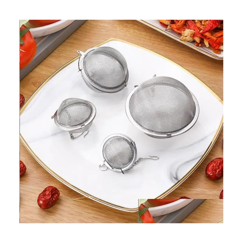 Tea Strainers Qbsomk Stainless Steel Infuser Teapot Tray Spice Strainer Herbal Filter Teaware Accessories Kitchen Tools Drop Delivery Dhem2