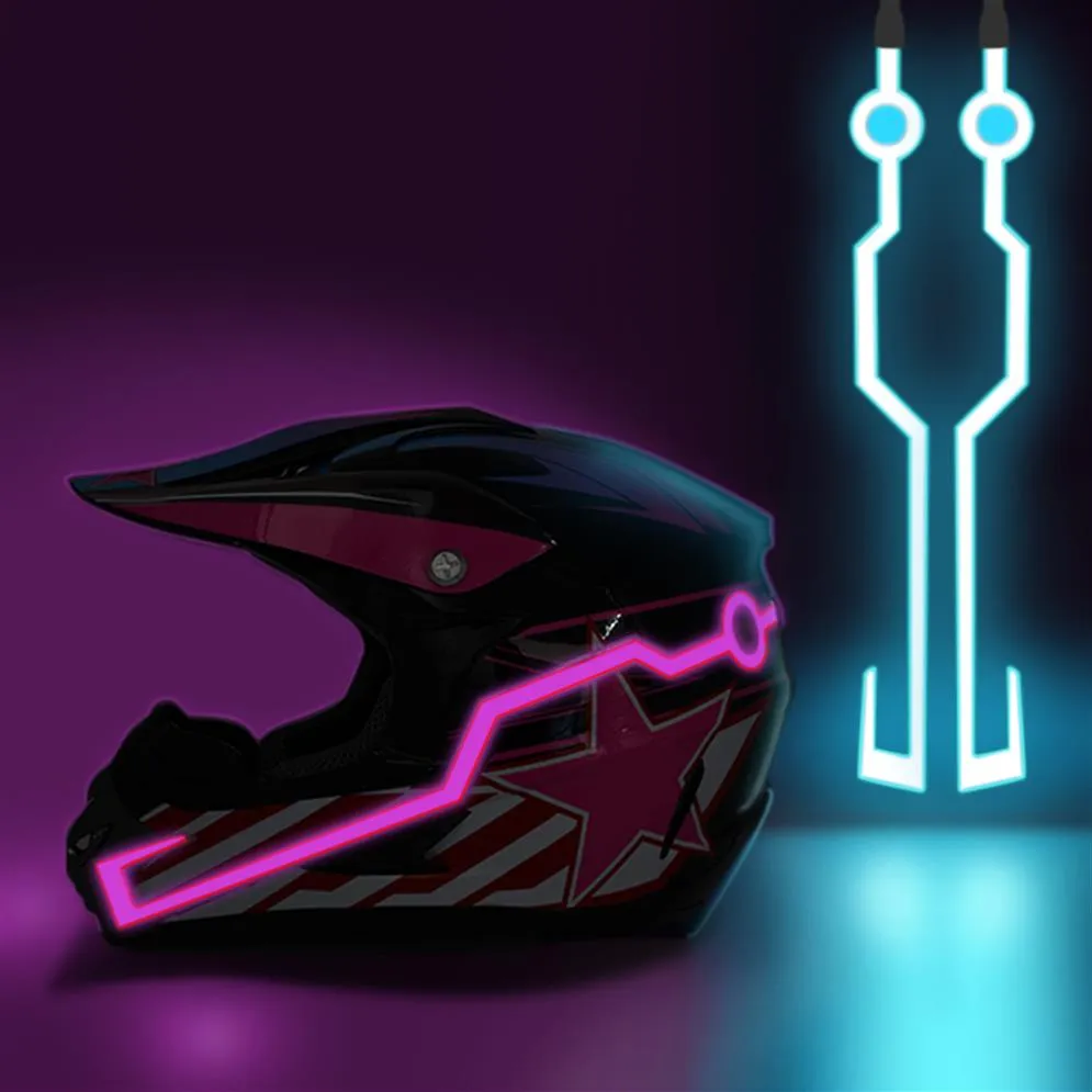 Motorhelm-Lichten Duurzaam Knipperende Streep Helm Stickers Nacht Motocross Rijhelmen Kit Waterdichte Bar LED Licht S215J