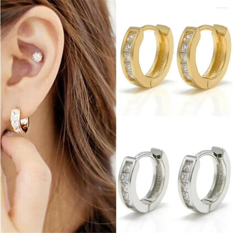 Hoop Earrings YIWUSMART Simple Swiss Square Zircon Temperament Classic Ear Hoops For Men Women Jewelry Party Gift