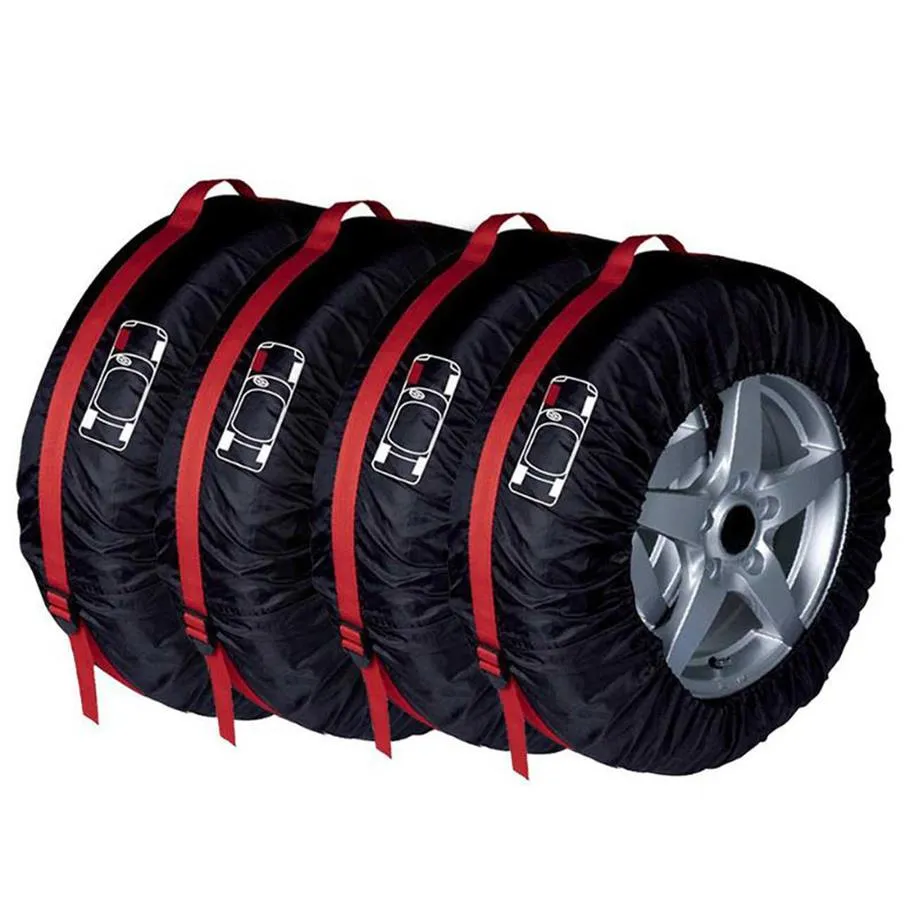 4 peças de capa de pneu sobressalente para carro de poliéster para pneus de roda de carro, sacos de armazenamento, acessórios para pneus de veículos, protetor à prova de poeira, estilo de carro281O