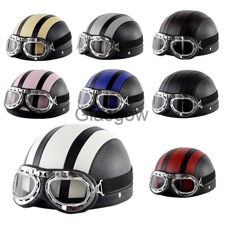 Casques de moto Casques adultes Moto rétro demi-croisière casque Moto Scooter casque pour Harley Vintage moto allemande Moto x0731