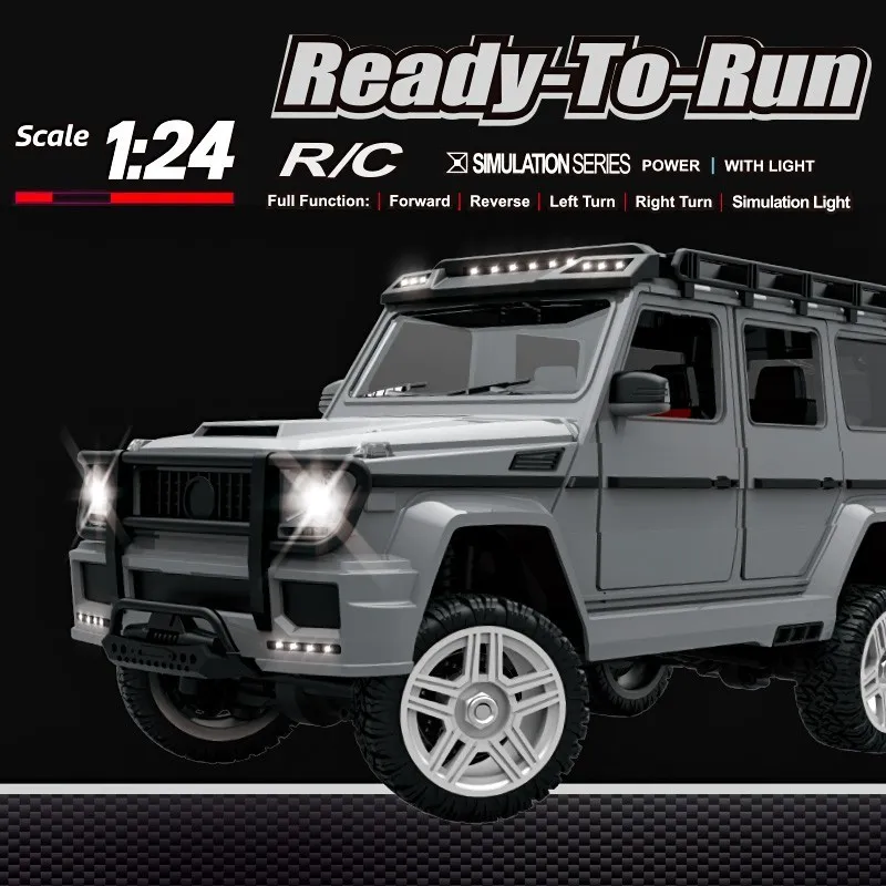 Electric RC Car Remote Control 2 4GHz Alloy Metal RC All Terrain 10 km H 1 24 LED Light Off Road Truck Toy For Boys Kids Gifts 230731