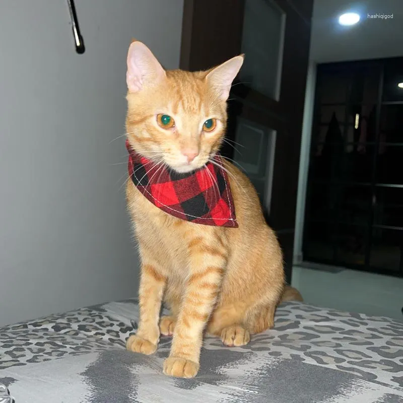 Dog Apparel Fashion Plaid Sphynx Cat Triangle Scarf Bandanas Cotton Pet Gromming Accessories For Cats Gotas Katten Kedi Mascotas Products