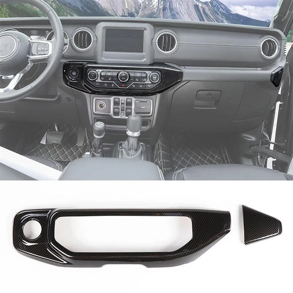 Kolfiberluftstillstånd panel trimtäcke för Jeep Wrangler JL 2018 Factory Outlet High Quatlity Auto Internal Accessories203J