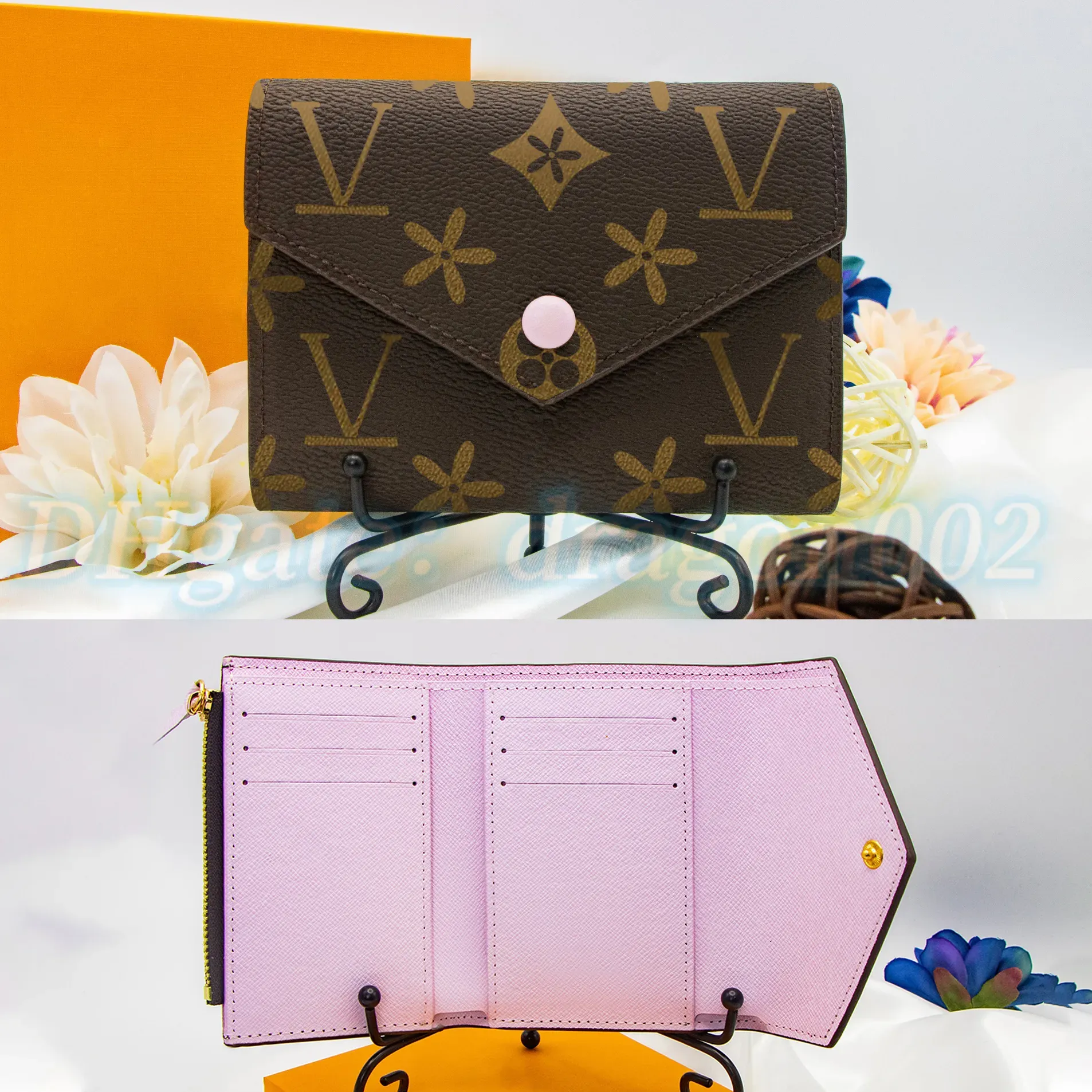 Brown Leather Rosalie Wallet Luxury Women s Coin Purse Card Holder Keychain Designer Purses Key Pouch Card Holder Small Wallets Travel