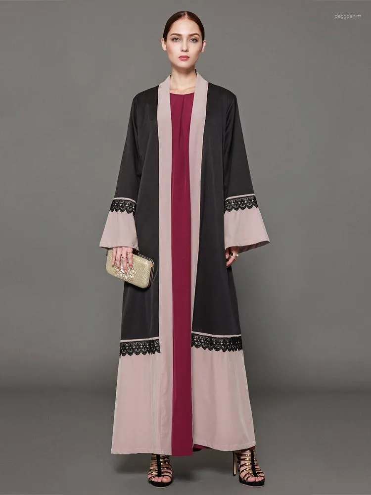 Ropa étnica abierta abaya kimono encaje Patchwork abayas para mujeres vestidos de noche dubai paquistaní vestido de hijab de moda islámica islámica