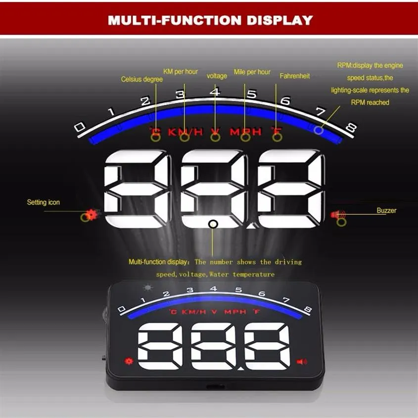 カーダッシュボードプロジェクターOBD2ヘッドアップディスプレイカーフロントガラスHUDミニ3 5インチプロフェッショナルカーアラームSystem227B