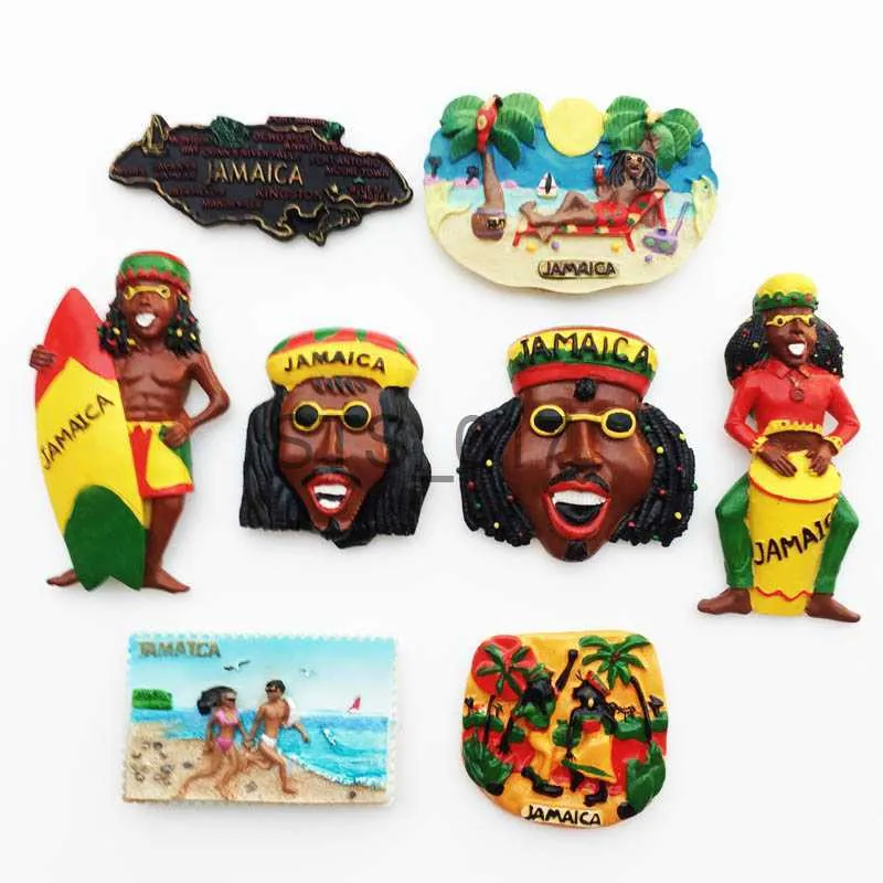 Fridge Magnets QIQIPP Creative refrigerator magnets Jamaica tourist souvenirs map dirty tambourine surfing decorative crafts x0731