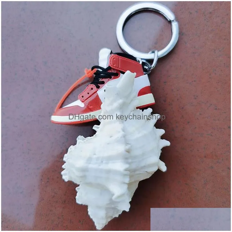 Keychains Lanyards Simation 3D Sneakers Keychain Fun Mini Pu Basketball Shoes Keyring Diy Finger Skateboard Accessories Jewelry Pend Otaqn