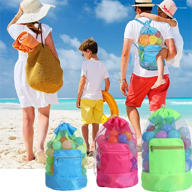 Storage Bags Beach Pouch Tote Bag Kids Foldable Mesh Large Capacity Travel Toys Net Portable Backpack