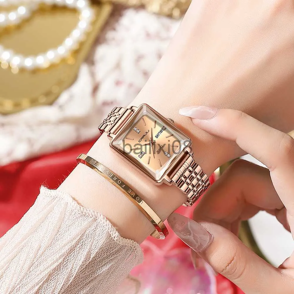 Otros Relojes CRRJU Relojes De Mujer Creative Steel Dress Brelet Relojes De Pulsera Ladies Square Impermeable Mujer Relogio Feminin J230728 De 11 73 DHgate