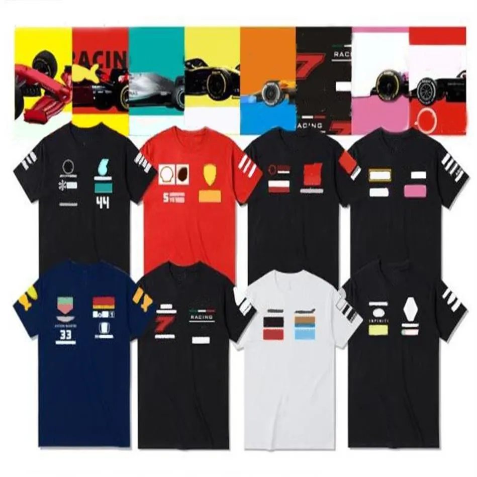 T-shirt F1 Racer à manches courtes Hamilton Vettel Vistapan Racing Cost Round Nou Polyester Drying peut être personnalisé234E