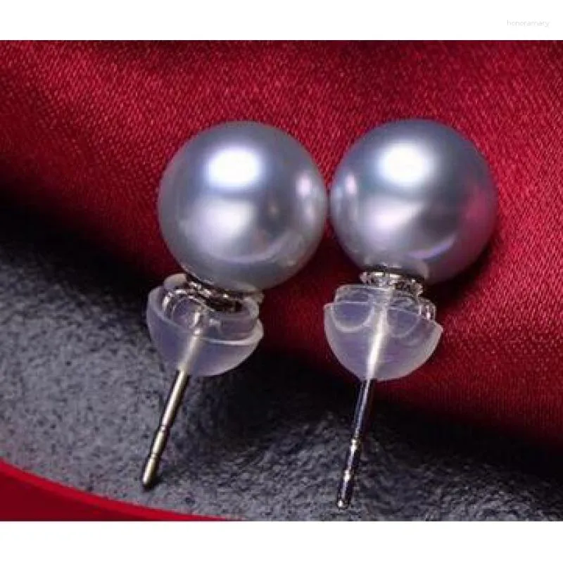Studörhängen ädla smycken charmig lyster 9mm South Sea Grey Pearl Earring