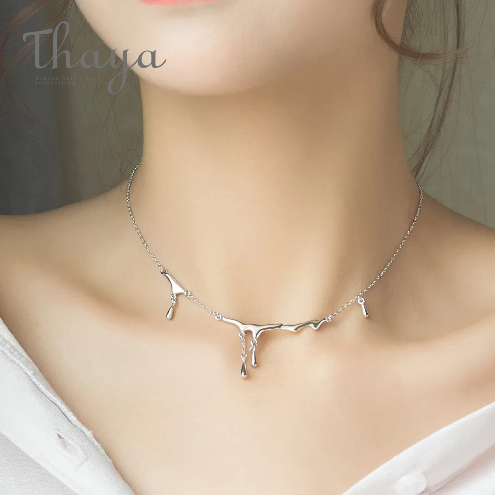 Brins Cordes Thaya Conception Originale Chute Pluie Blessure S925 Collier En Argent Sterling Simple Collier Ras Du Cou Femme Bijoux Cadeau pour Femmes 230729