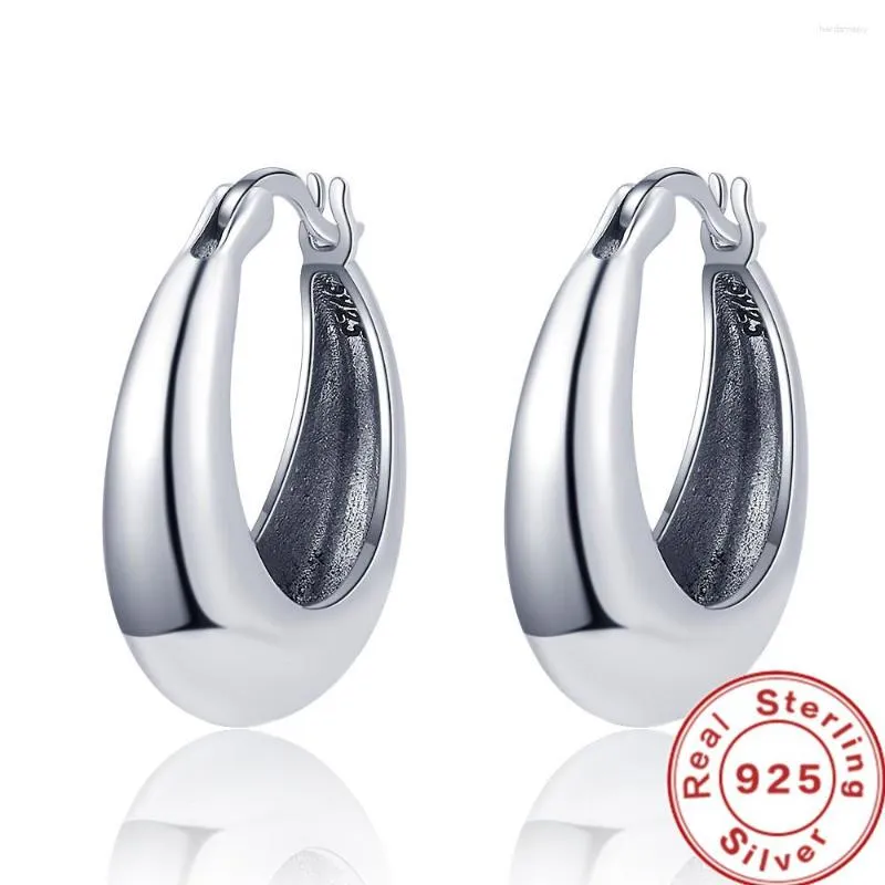 Hoop örhängen Suyixian Real 925 Sterling Silver Smooth Vintage Earring Högkvalitativ för kvinnor Bröllopsfest Fina smycken