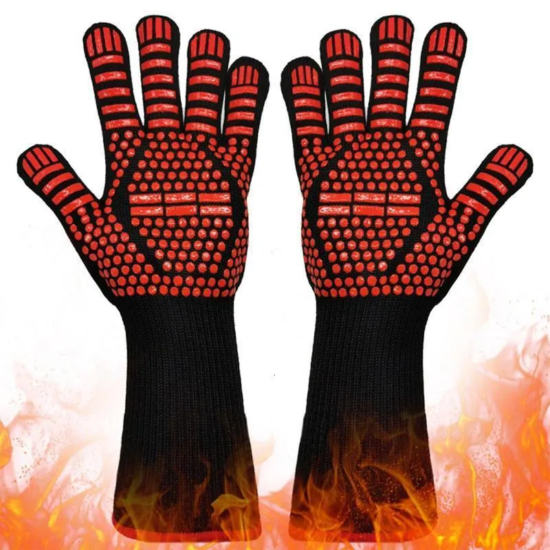 Heat Resistant BBQ Gloves – Up To 932°F, Long 14.5" Wrist Guards, Non-Slip Silicone, Flexible 3-Layer Design For Grilling, Baking, Fireplace & Cooking – L Size 3 thumbnail image