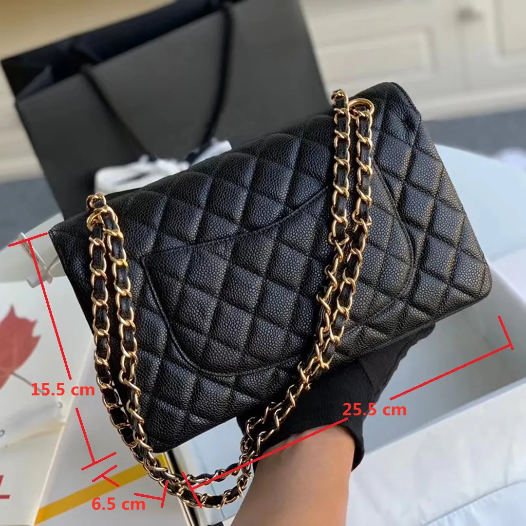 10A highest quality Luxury goods shoulder bag designer bags 25cm woman caviar leather crossbody bags fashion High-End chain bagss lady purse With box