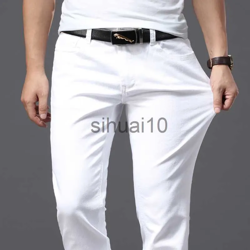 Jeans pour hommes Brother Wang Hommes Blanc Jeans Mode Casual Style Classique Slim Fit Pantalon Doux Homme Marque Advanced Stretch Pantalon J230728