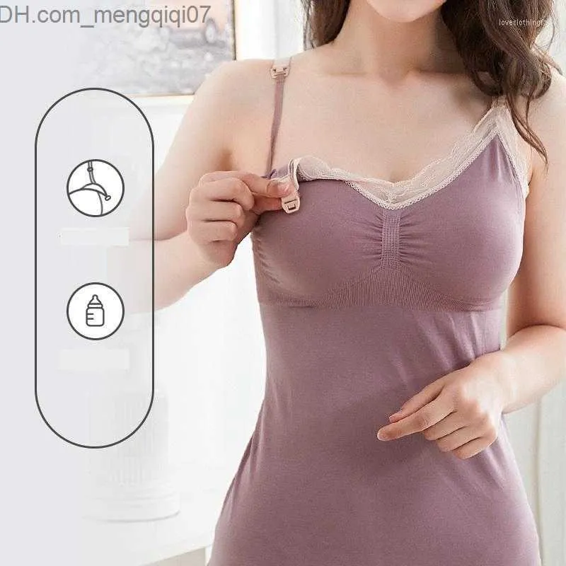 Maternity Intimates Bras Maternity Camisoles For Breastfeeding Open Underwear Women's Lace Vest Pregnant Lingerie Front Clasp Bra Breathable Z230801