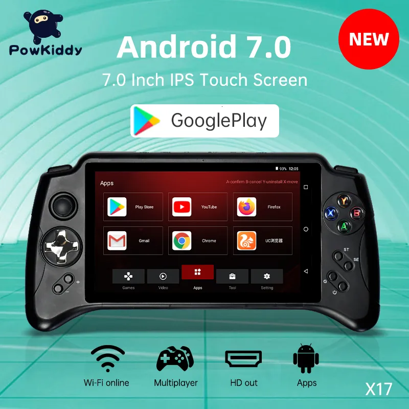 Przenośni gracze gier Powkiddy x17 Android 7 0 Handheld Console 7 -calowe IPS ekran dotykowy MTK 8163 Quad Core 2G RAM 32G ROM RETRO 230731