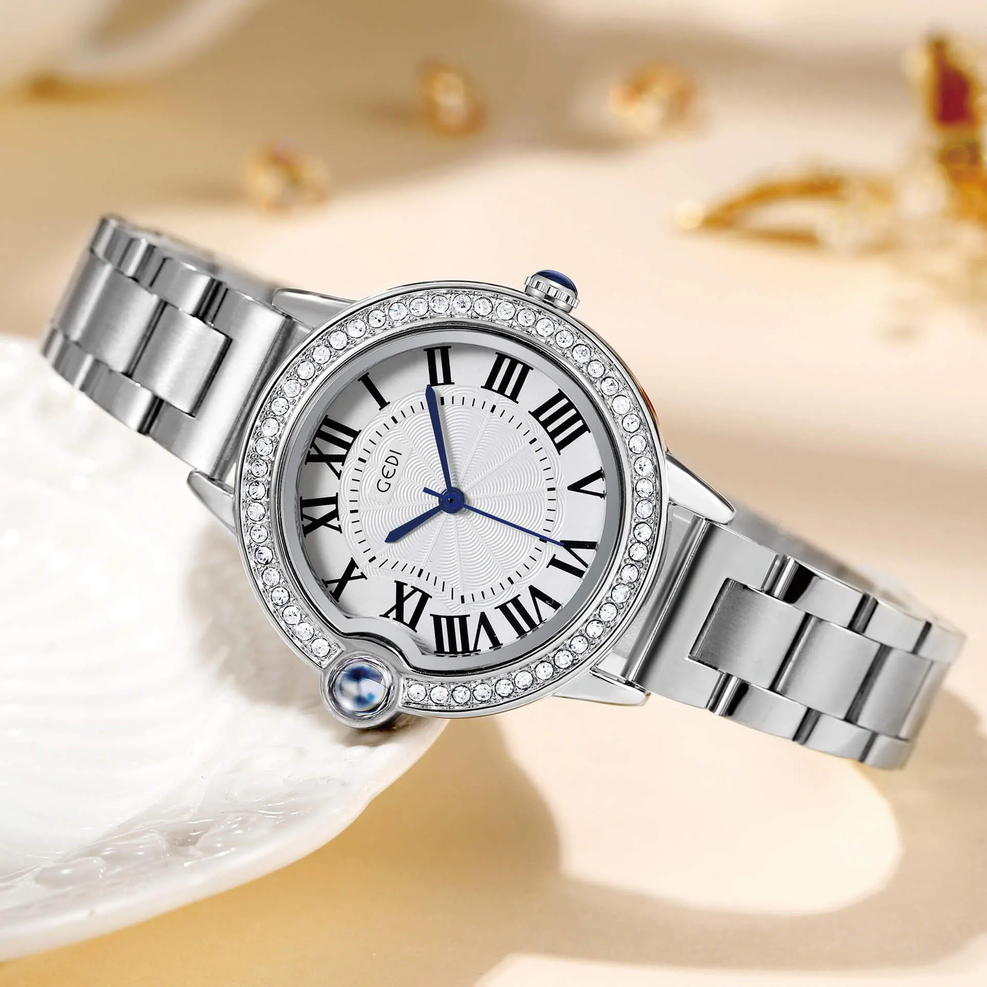Zegarek dla kobiet Wysokiej jakości luksusowy nowoczesny designerski wodoodporny kwarc-battery zegarek ze stali nierdzewnej 40 mm
