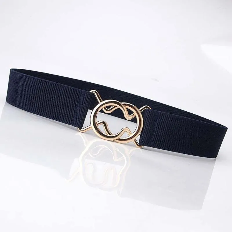 Belts Circle Metal Buckle Knot Solid Color Women Waistband Gold Round Belt Female Waist Strap Elastic