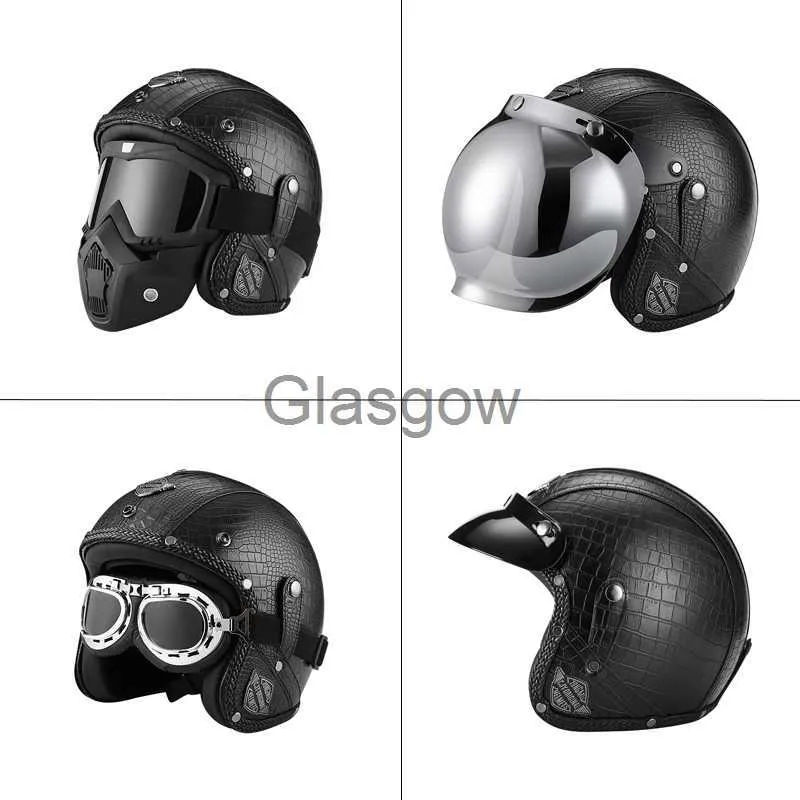 Motorcycle Helmets WWII German Style Retro Open Face Helmet Motorcycle Summer Riding Dirt Bike Helmet Chopper Bobber Cascos Para Moto Dot Approved x0731