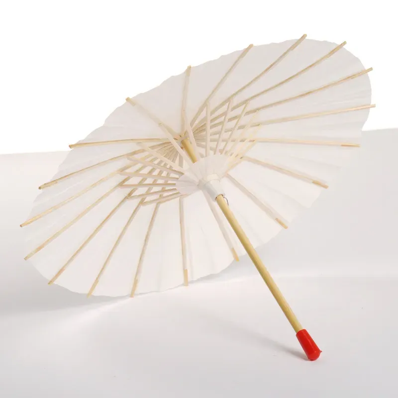 Partie Blanc Bambou Papier Parapluie Parasol Danse Mariage Décor De Mariée Nuptiale De Mariage Parasols Papier Blanc Parapluies 100 pcs