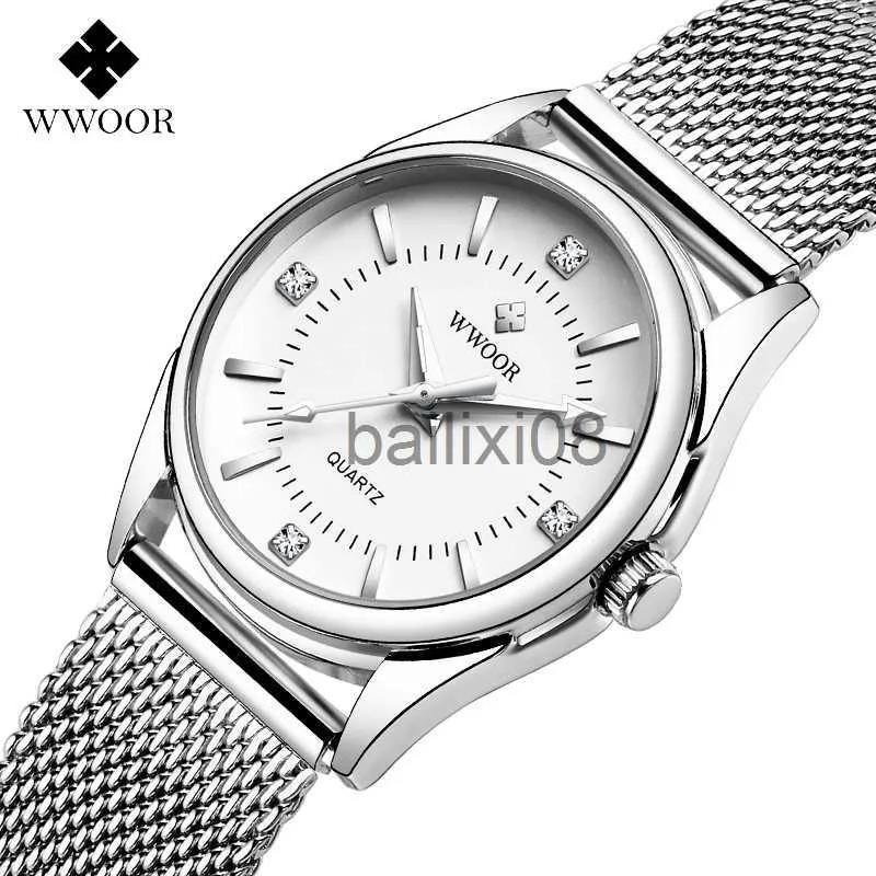 Inne zegarki Wwoor Small Watch Women Luksusowa marka codzienna sukienka Brerel zegarki Srebrne Diamentowe STATKA STATKA STATKA STATKI DO WIELKI J230728