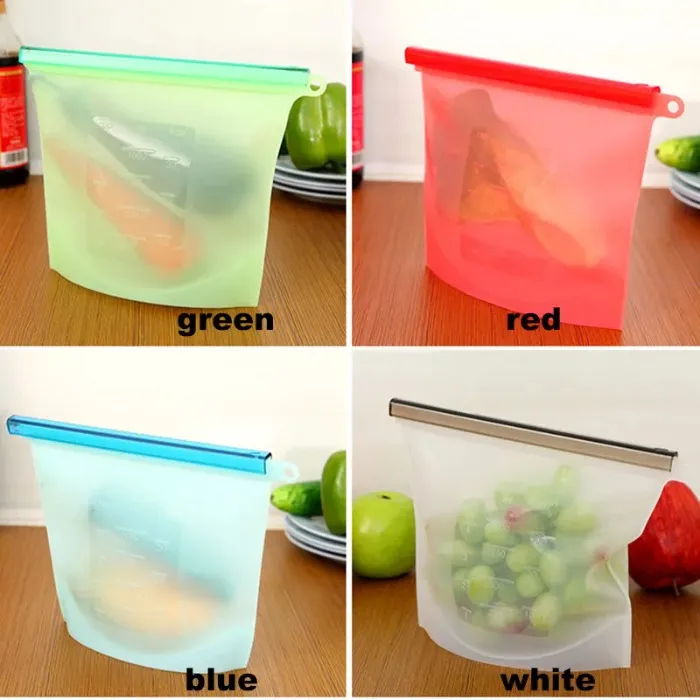 Reusable Free Freezer Bag Storage Bags BPA For Sandwich Snack Gallon Leakproof Silicone Food Bages 500ml 1000ml 1500ml HH7-157