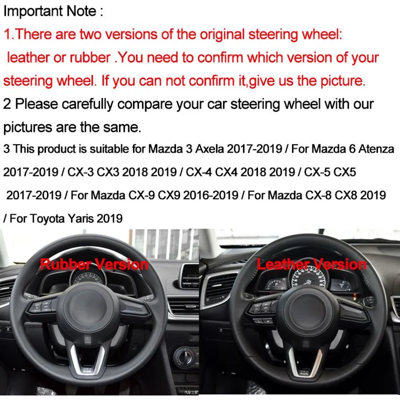 Hand-sewed car steering wheel cover Suede Mazda 3 Axela 2017-2019 Mazda 6 Atenza 2017-2019 CX-3 CX-9 CX-5332s