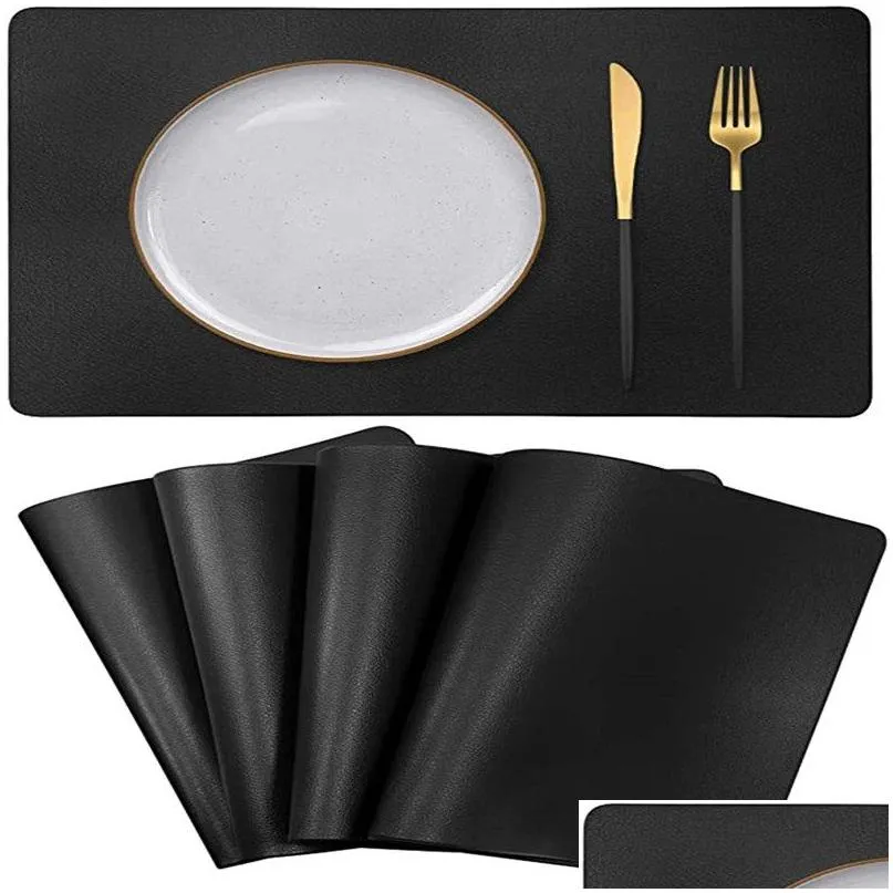 Mats Pads Placemats Table For Dining Outdoor Waterproof Stain Resistant Durable Faux Pu Leather Heat Insation Pad Drop Delivery Home Otzss