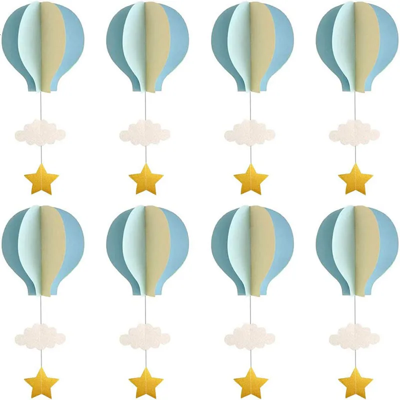 Bannière Drapeaux 8/4 Pcs Bleu Pastel Grande Taille Ballon À Air Guirlande Décor Papier Nuage Ballon À Air Suspendus Anniversaire Baby Shower Décoration 230731