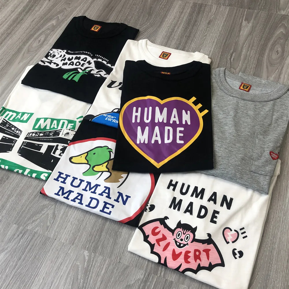 T-shirts pour hommes 23SS HUMAN MADE Harajuku T-Shirt Marque de luxe QUALity Slub Cotton Casual Vêtements à manches courtes Tops Tees pour hommes 230729