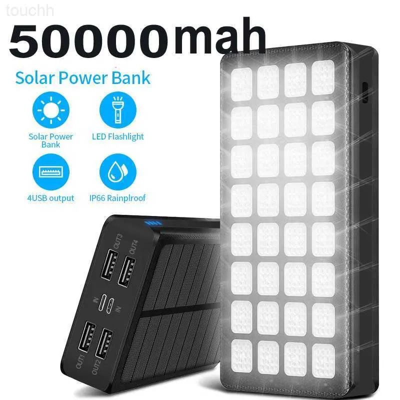 Cell Phone Power Banks PD65W 50000mah Solar Power Bank Caricabatterie portatile a ricarica rapida Powerbank Batteria esterna per iPhone Huawei Xiaomi L230731