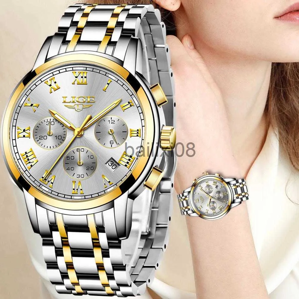 Andra klockor 2023 Lige New Rose Gold Women Watch Business Quartz Watch Ladies Top Brand Luxury Female Wrist Watch Girl Clock Relogio Feminin J230728