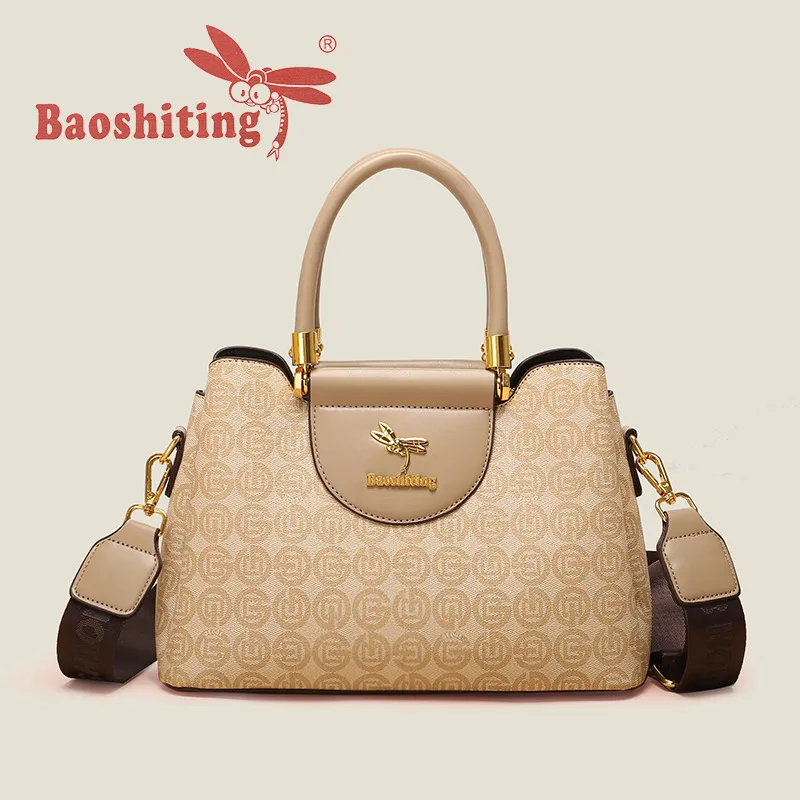 Factory wholesale brand ladies shoulder bag 2 colors European elegant atmosphere polka dot handbag three-layer interlayer color matching female backpack 748#