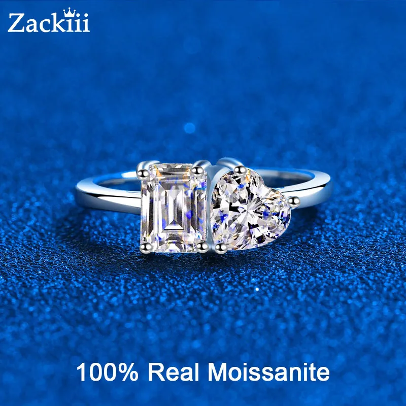 Fedi nuziali Anello di fidanzamento a taglio radiante con smeraldo da 2 ct per fascia da donna S925 Sterling Silver Promise Diamond 230729