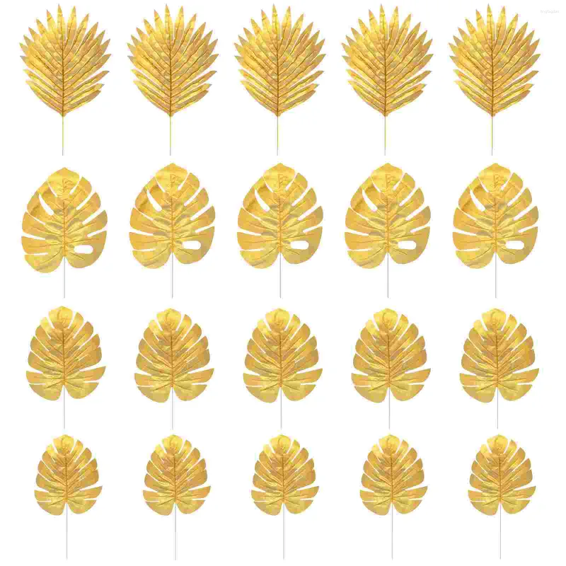 Decorative Flowers Artificial Palm Leaves Gold Leaf Desktop Decorations Jungle Simulated Simulation Banquet
