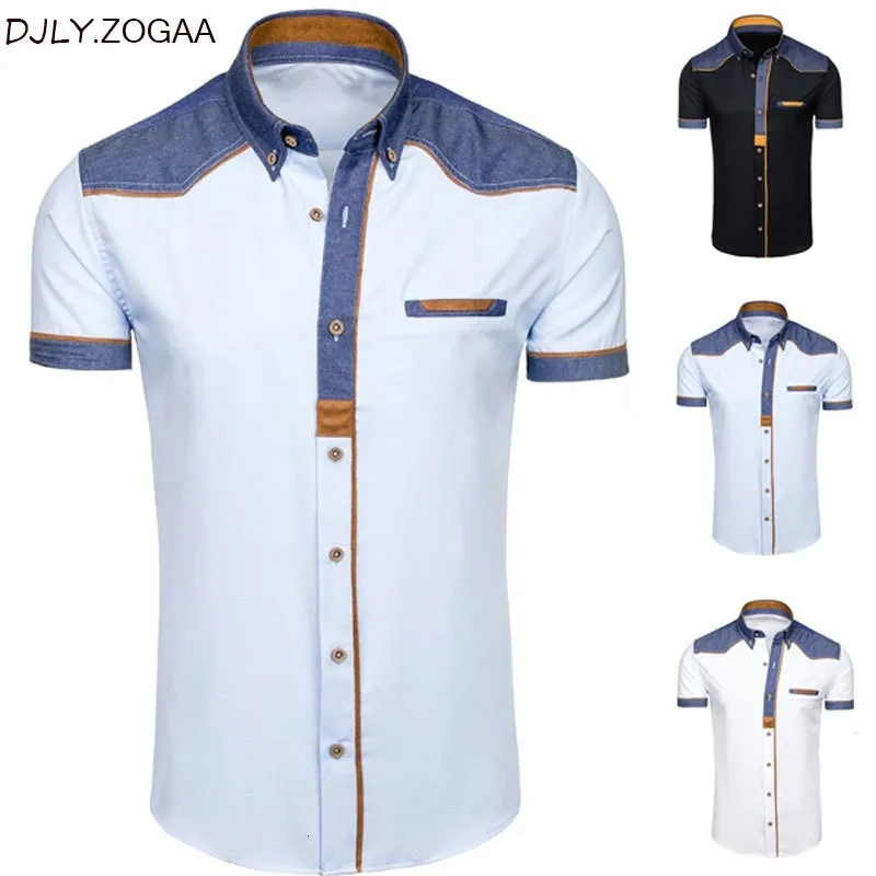 Mens Casual Shirts ZOGAA Mens Shirts Fashion Denim Short Sleeve Formal Shirts Man Casual Summer Clothing Tops Slim Cotton Plus Size Male Shirts 230729