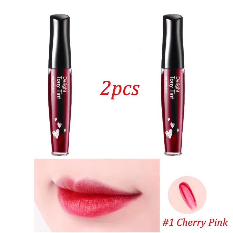 Brillant à lèvres TONYMOLY Delight Tony Tint 2pcs Rouge à lèvres liquide longue durée Étanche Sexy Mat Brillant à lèvres Tatouage Maquillage Corée Cosmétiques 230731