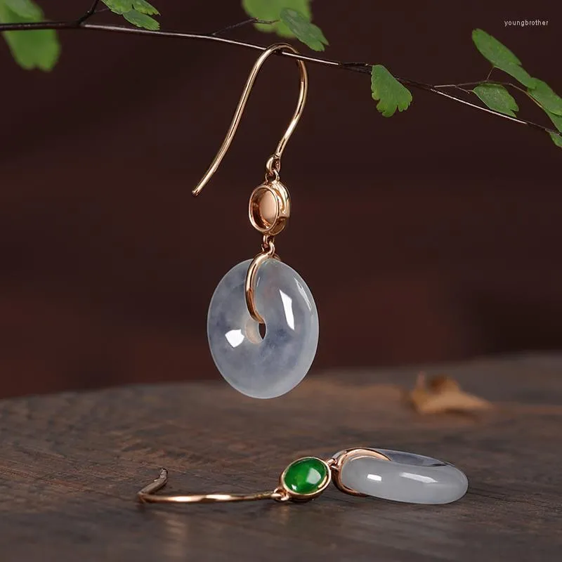 Boucles d'oreilles pendantes classique ronde pour les femmes naturel blanc Jade moelle lumière luxe classique boucles d'oreilles bijoux Cheongsam accessoires