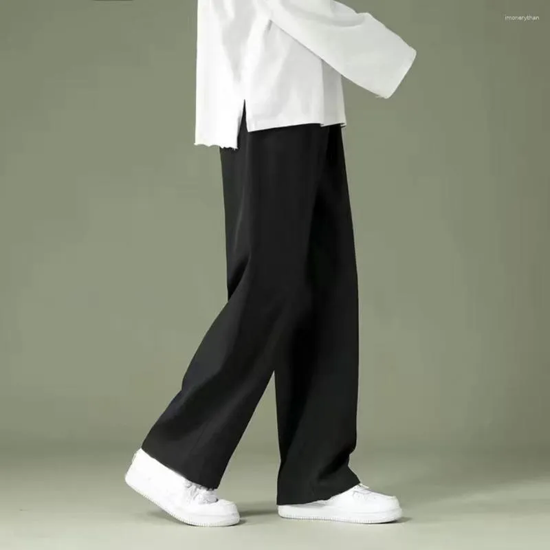 Pantalons pour hommes pantalons à la mode respirant taille élastique confortable mince glace soie été hommes vêtements quotidiens