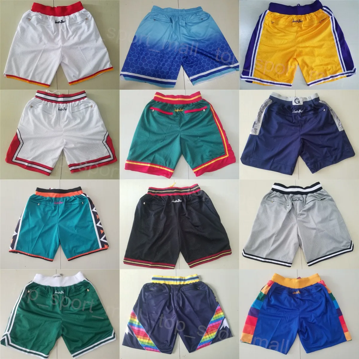 Just Don Basketball Short Men Team Drawstring Wear Pocket Zipper Pantaloni della tuta Elastico in vita Western Eastern Running Pantalone sportivo Palestra Pantaloncini casual Colore cucito